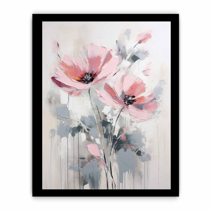 Flower Grey Pink Art Painting