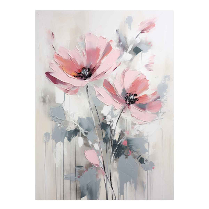 Flower Grey Pink Art Painting