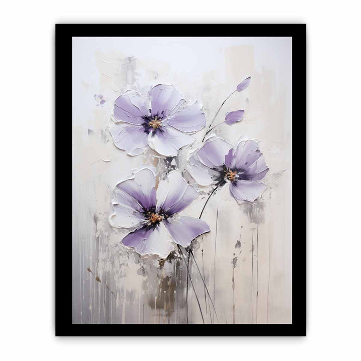 Flower Art Purple Grey Painting