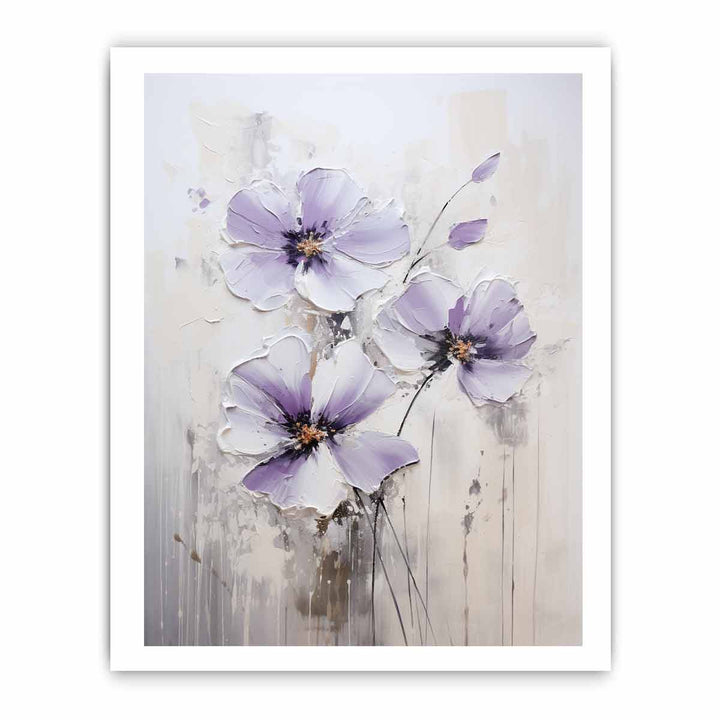 Flower Art Purple Grey Painting