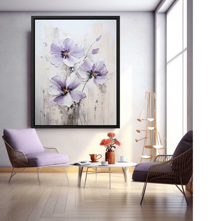 Flower Art Purple Grey Painting