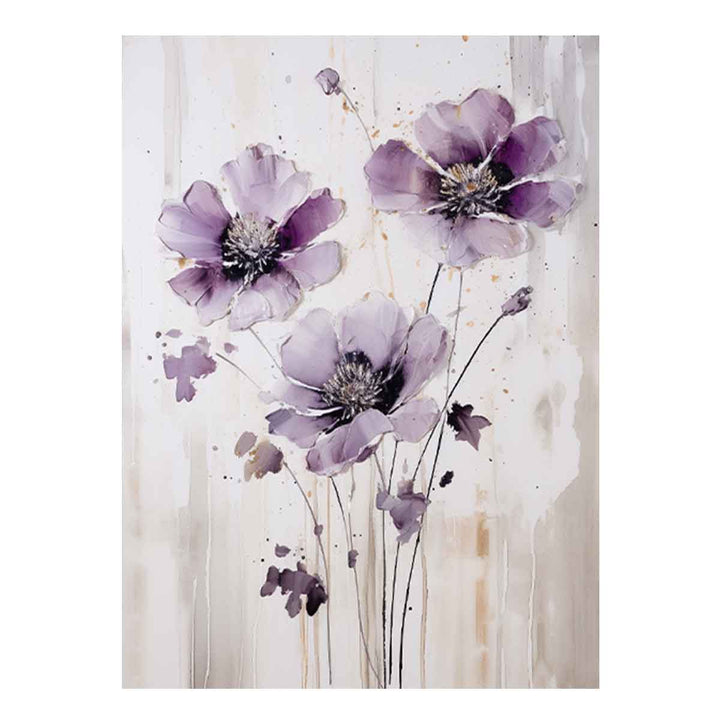 Purple Grey Flower Art Painting  