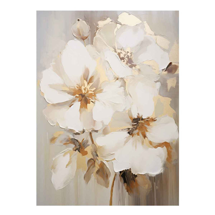 White Brown Flower Art Painting  