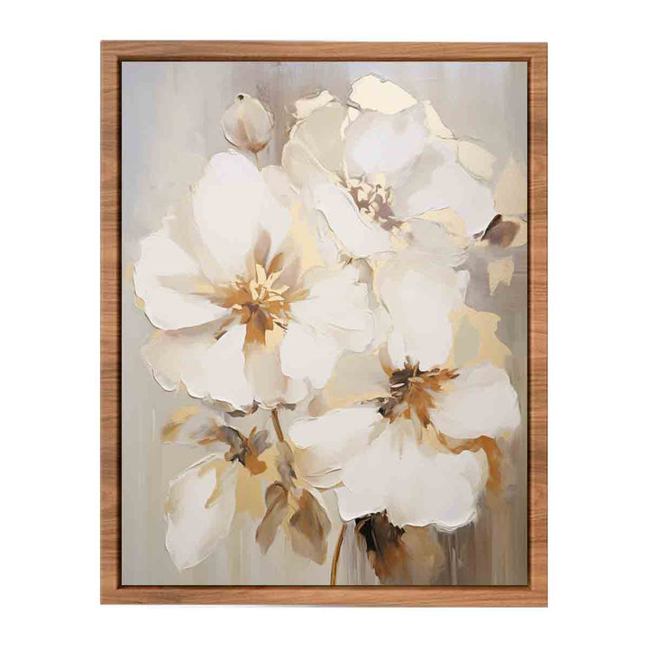 White Brown Flower Art Painting  