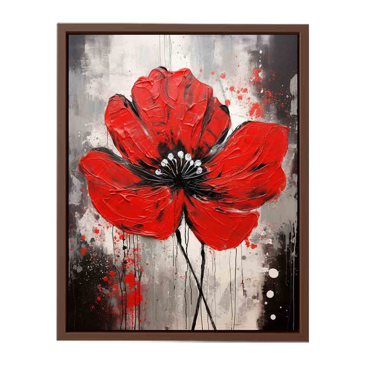 Flower Art Red Grey Painting