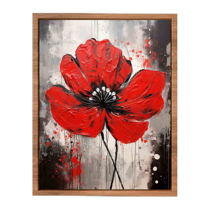 Flower Art Red Grey Painting