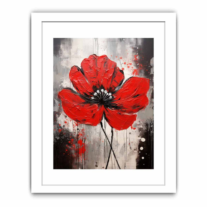 Flower Art Red Grey Painting