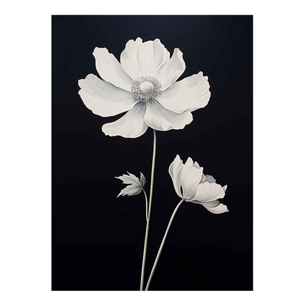 White Black Flower Painting  