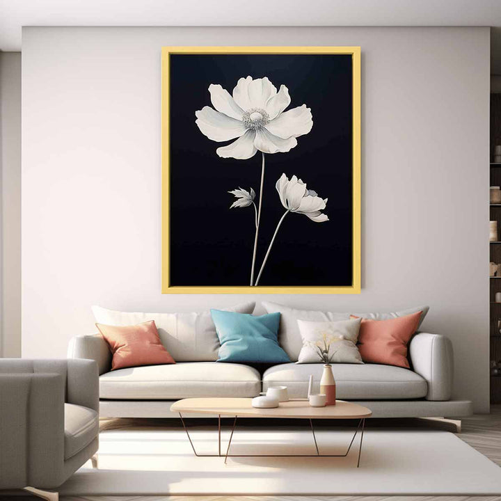 White Black Flower Painting  