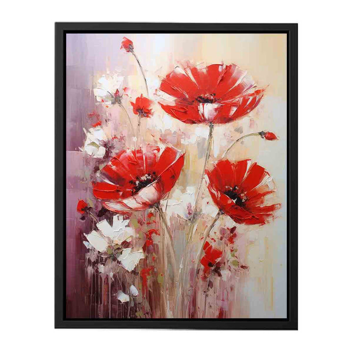 Red White Art Flower Painting  