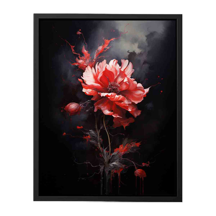 Black Red Flower Painting  