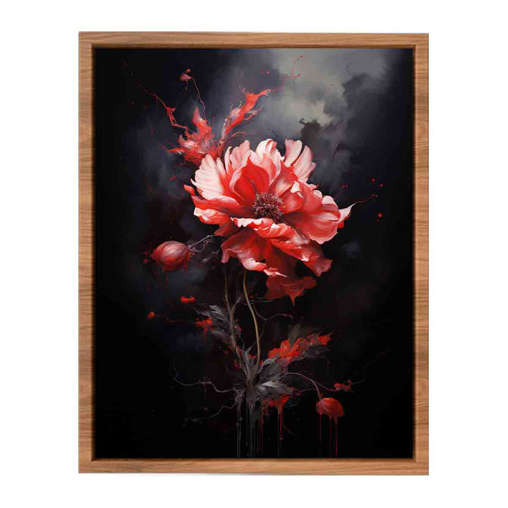 Black Red Flower Painting  