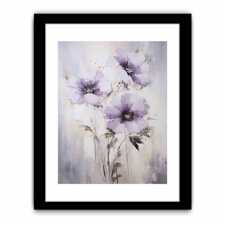 White Purple Art Flower Painting