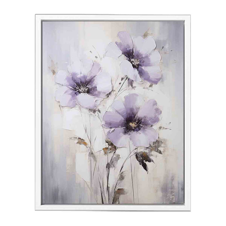 White Purple Art Flower Painting