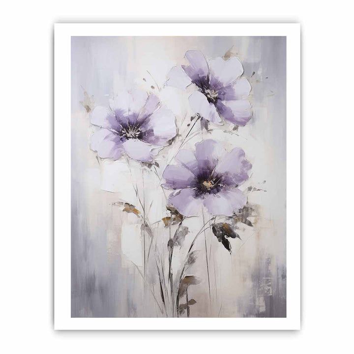 White Purple Art Flower Painting