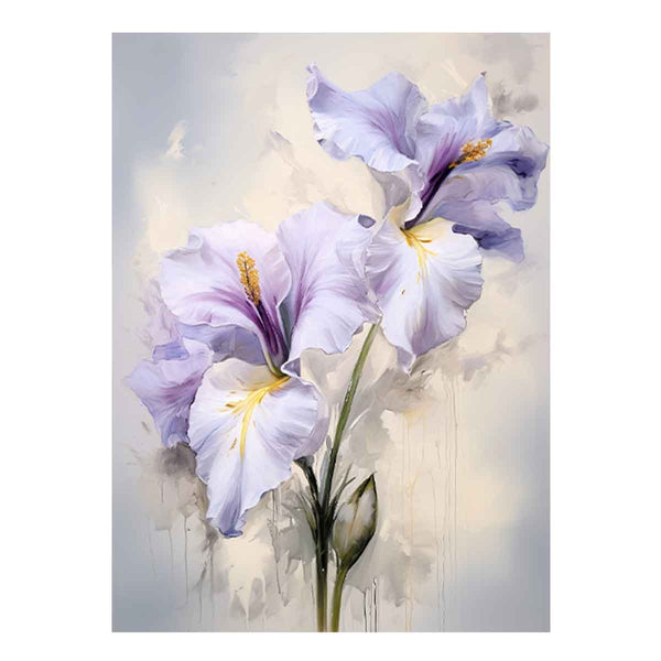 White Purple Flower Painting  