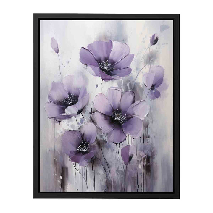 Purple Grey Art Flower Painting  