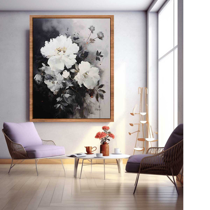 Black Art Flower Painting  