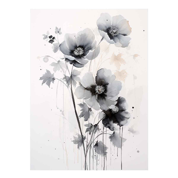 Black White Flower Painting  