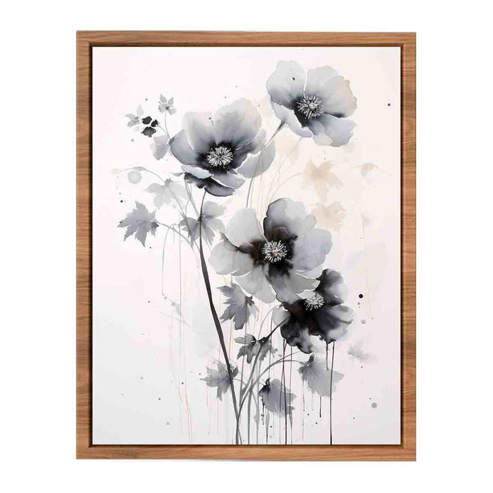 Black White Flower Painting  