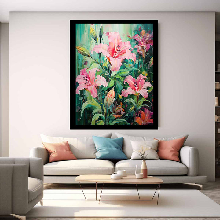 Flower Pink Green Art Painting  