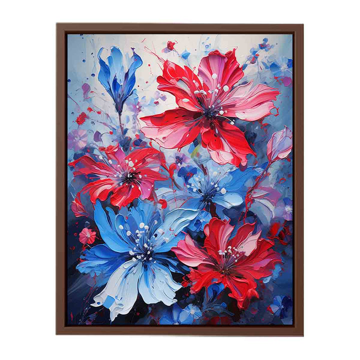 Flower Art Blue Red Painting