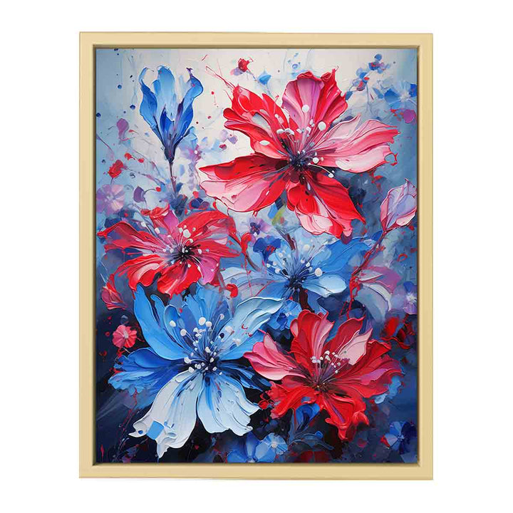 Flower Art Blue Red Painting