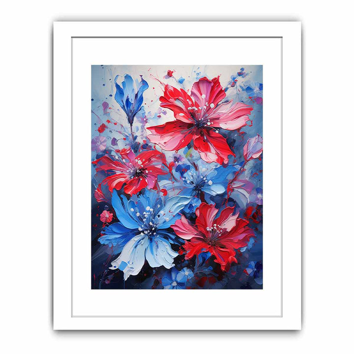 Flower Art Blue Red Painting