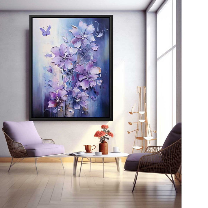 Flower Purple Grey Art Painting  