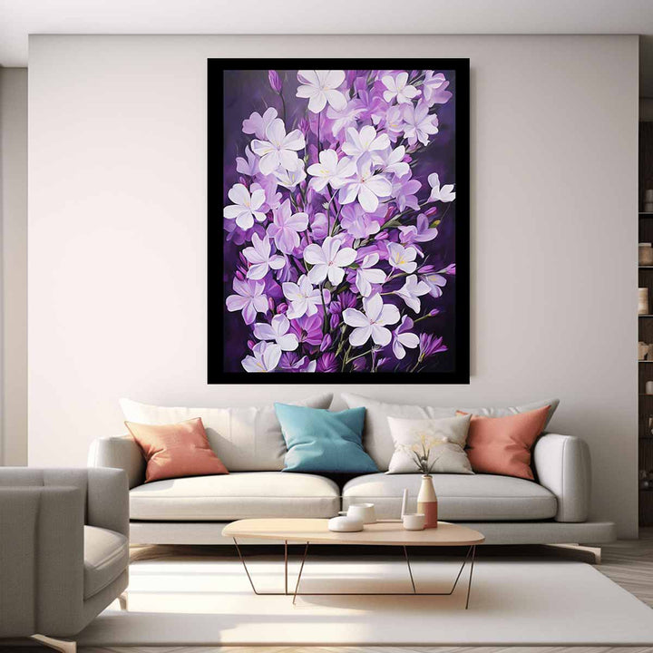 Flower Art Purple White Painting