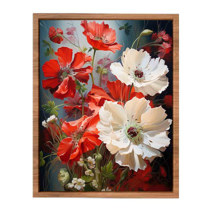 Flower Red White Art Painting  