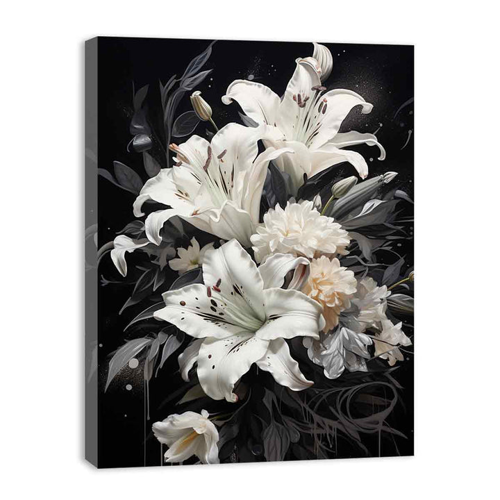 Flower White Black Art Painting  