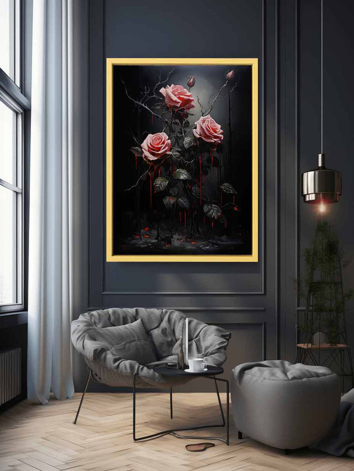 Flower Art Black Painting  