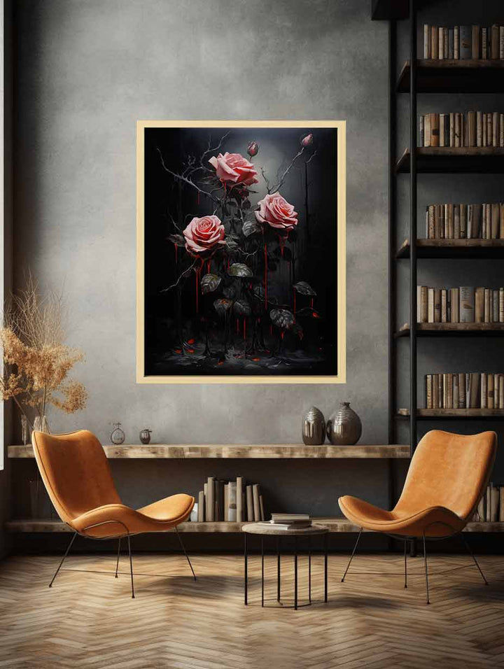 Flower Art Black Painting  