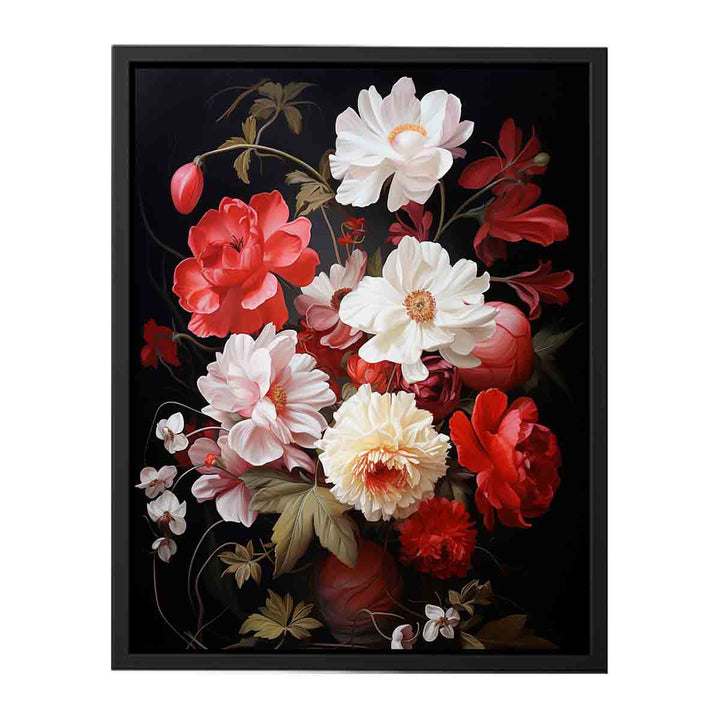 Flower Art Red White Painting  