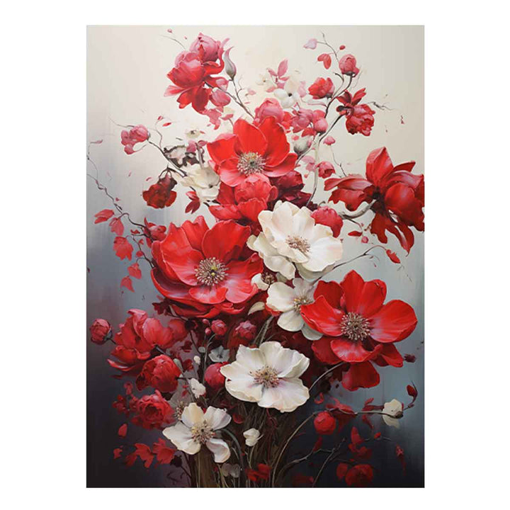 Flower Art Red Painting  