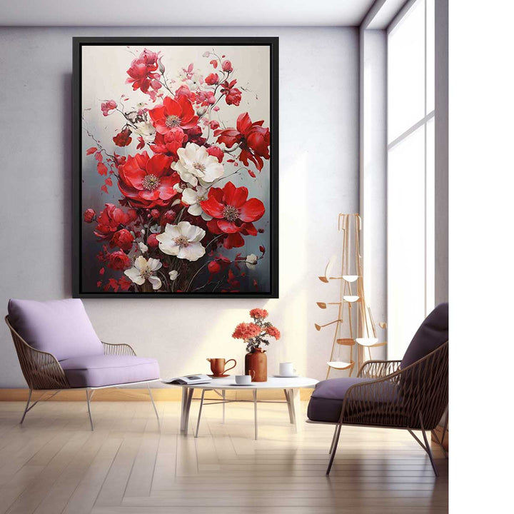 Flower Art Red Painting  