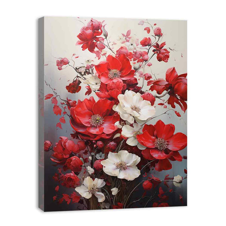 Flower Art Red Painting  