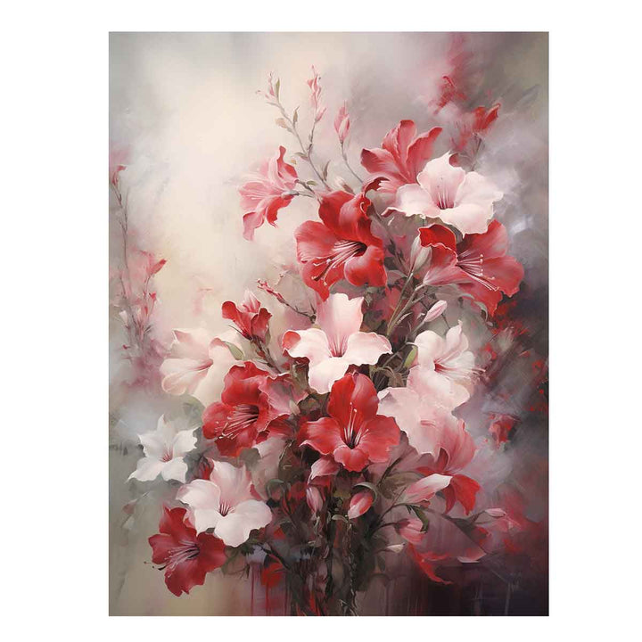 Flower White Red Art Painting  