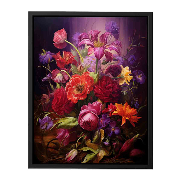 Purple And Red Flowers Painting