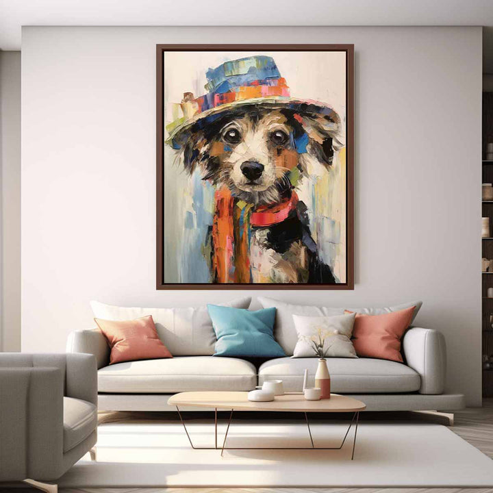 Dog Wearing Hat Modern Art