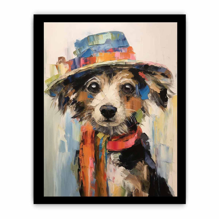 Dog Wearing Hat Modern Art