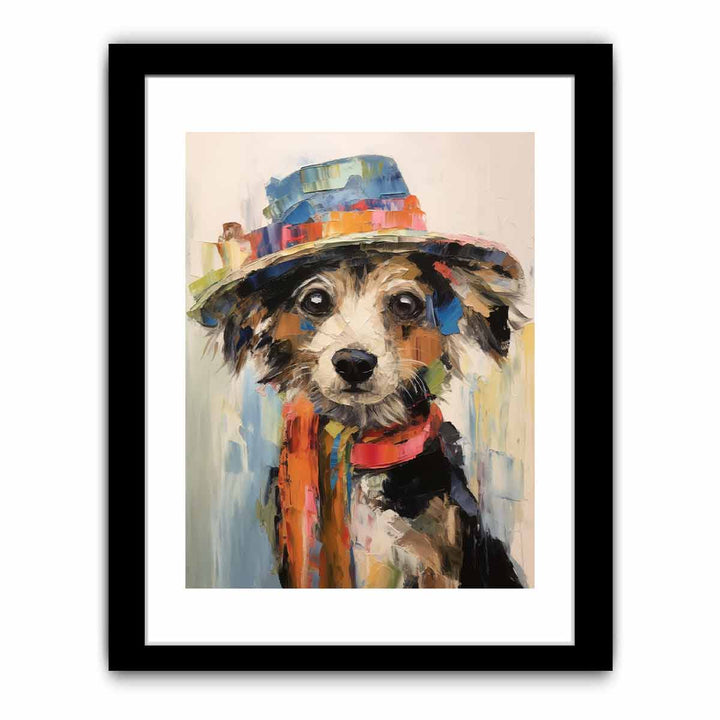 Dog Wearing Hat Modern Art