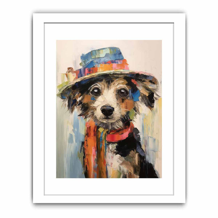 Dog Wearing Hat Modern Art