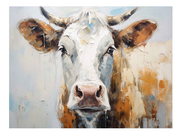 White Brown Cow Artwork