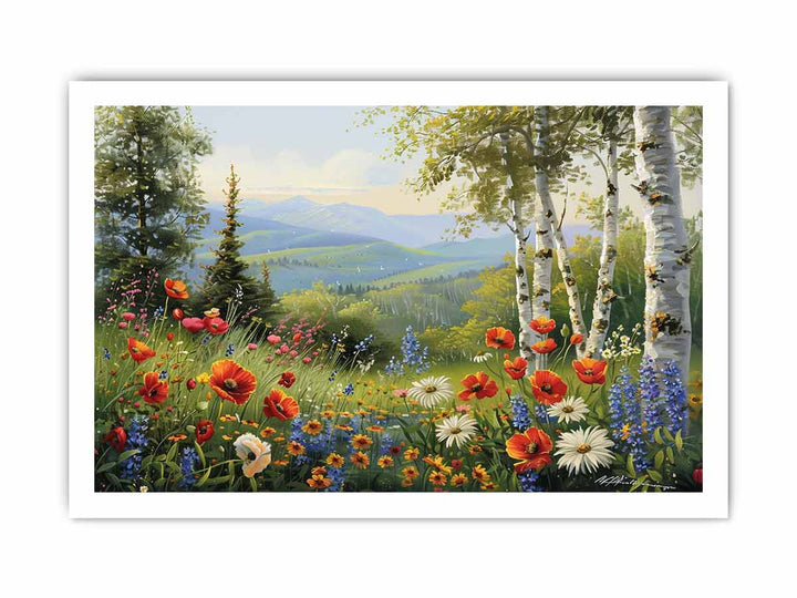 Beautiful Landscape Painting Of Flowers