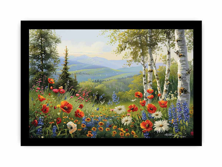 Beautiful Landscape Painting Of Flowers