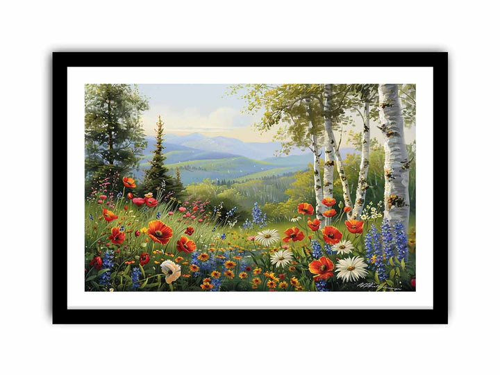 Beautiful Landscape Painting Of Flowers