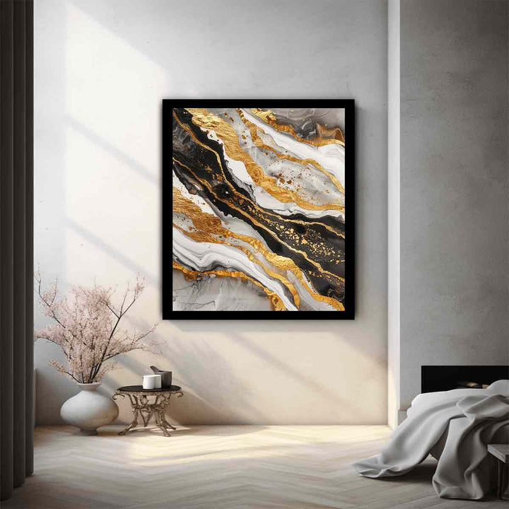 Black Gold Marble Painting