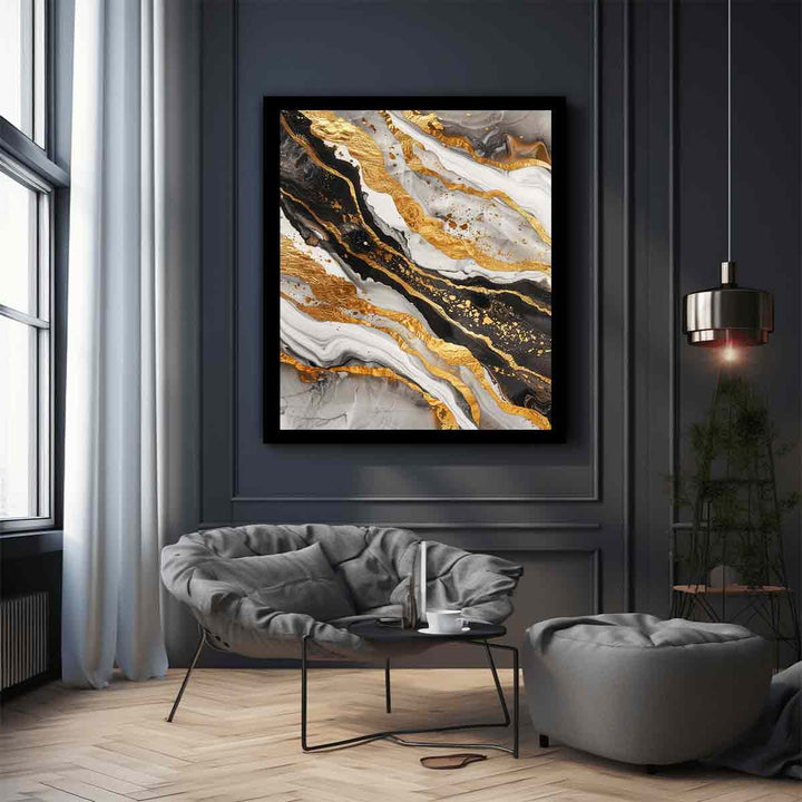 Black Gold Marble Painting